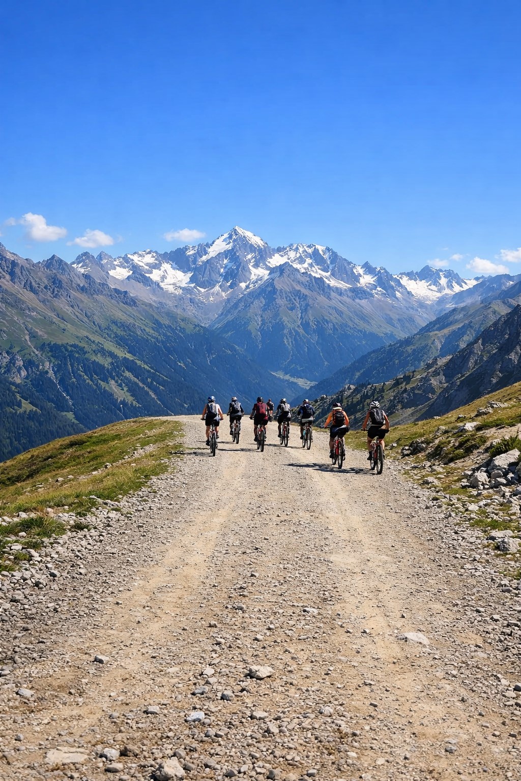 Panoramablick auf eine Bergkette im Abendlicht